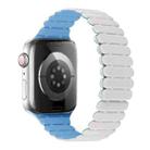 For Apple Watch Series 7 45mm Bamboo Magnetic Silicone Watch Band(White Fog Blue) - 1