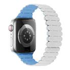 For Apple Watch SE 44mm Bamboo Magnetic Silicone Watch Band(White Fog Blue) - 1