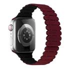 For Apple Watch Series 5 44mm Bamboo Magnetic Silicone Watch Band(Wine Red Black) - 1