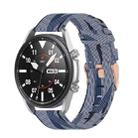 For Galaxy Watch 3 45mm Woven Nylon Watch Band, Size: Free Size 22mm(Blue White) - 1