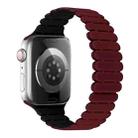 For Apple Watch Series 3 38mm Bamboo Magnetic Silicone Watch Band(Wine Red Black) - 1