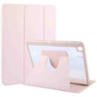 For iPad 10.2 2021 / 2020 / 2019 / Air 3 GEBEI Acrylic TPU 3-folding Rotating Smart Tablet Leather Case withh Pen Slot(Pink) - 1