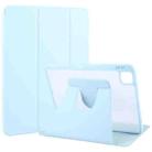 For iPad Air 11 2024 / Air 5 / Air 4 GEBEI Acrylic TPU 3-folding Rotating Smart Tablet Leather Case withh Pen Slot(Sky Blue) - 1