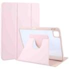 For iPad Air 13 2024 GEBEI Acrylic TPU 3-folding Rotating Smart Tablet Leather Case withh Pen Slot(Pink) - 1