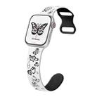 For Apple Watch SE 2023 40mm Colorful Butterfly Pattern 8-shaped Buckle Silicone Watch Band(White Black) - 1