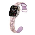 For Apple Watch Ultra 2 49mm Colorful Butterfly Pattern 8-shaped Buckle Silicone Watch Band(Pink Light Purple) - 1