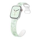 For Apple Watch Series 9 45mm Colorful Butterfly Pattern 8-shaped Buckle Silicone Watch Band(Light Mint White) - 1