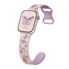 For Apple Watch Series 9 41mm Colorful Butterfly Pattern 8-shaped Buckle Silicone Watch Band(Pink Light Purple) - 1