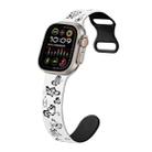For Apple Watch Ultra 49mm Colorful Butterfly Pattern 8-shaped Buckle Silicone Watch Band(White Black) - 1