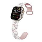 For Apple Watch Ultra 49mm Colorful Butterfly Pattern 8-shaped Buckle Silicone Watch Band(White Pink) - 1