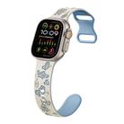 For Apple Watch Ultra 49mm Colorful Butterfly Pattern 8-shaped Buckle Silicone Watch Band(White Fog Blue) - 1