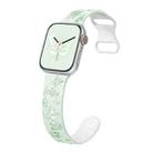 For Apple Watch SE 44mm Colorful Butterfly Pattern 8-shaped Buckle Silicone Watch Band(Light Mint White) - 1