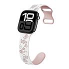 For Apple Watch Series 10 46mm Colorful Butterfly Pattern 8-shaped Buckle Silicone Watch Band(White Pink) - 1