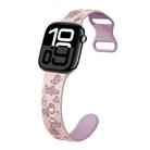 For Apple Watch Series 10 46mm Colorful Butterfly Pattern 8-shaped Buckle Silicone Watch Band(Pink Light Purple) - 1