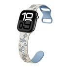 For Apple Watch Series 10 46mm Colorful Butterfly Pattern 8-shaped Buckle Silicone Watch Band(White Fog Blue) - 1