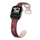 For Apple Watch Series 10 46mm Colorful Butterfly Pattern 8-shaped Buckle Silicone Watch Band(Wine Red Pink) - 1