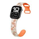 For Apple Watch Series 10 46mm Colorful Butterfly Pattern 8-shaped Buckle Silicone Watch Band(Starlight+Orange) - 1