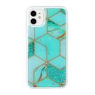 For iPhone 11 Marble Series Stars Powder Dropping Epoxy TPU Protective Case(Emerald Plaid) - 1