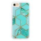 For iPhone SE 2022 / SE 2020 / 8 / 7 Marble Series Stars Powder Dropping Epoxy TPU Protective Case(Emerald Plaid) - 1