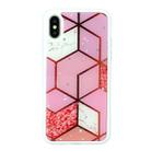 For iPhone X / XS Marble Series Stars Powder Dropping Epoxy TPU Protective Case(Pink Plaid) - 1