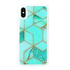 For iPhone X / XS Marble Series Stars Powder Dropping Epoxy TPU Protective Case(Emerald Plaid) - 1