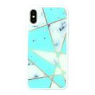 For iPhone X / XS Marble Series Stars Powder Dropping Epoxy TPU Protective Case(Green White Plaid) - 1