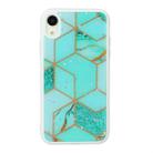 For iPhone XR Marble Series Stars Powder Dropping Epoxy TPU Protective Case(Emerald Plaid) - 1