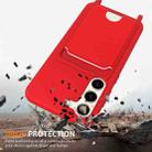 For Samsung Galaxy S23 5G Integrated Card Bag Solid Color Liquid Silicone Phone Case with Lanyard(Red) - 2