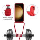 For Samsung Galaxy S23 5G Integrated Card Bag Solid Color Liquid Silicone Phone Case with Lanyard(Red) - 3