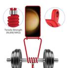 For Samsung Galaxy S23+ 5G Integrated Card Bag Solid Color Liquid Silicone Phone Case with Lanyard(Red) - 3