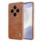 For vivo X100 5G AZNS Electroplated Frame Crocodile Texture Full Coverage Phone Case(Brown) - 1