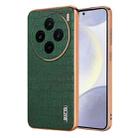 For vivo X100 5G AZNS Electroplated Frame Crocodile Texture Full Coverage Phone Case(Green) - 1