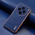 For vivo X100 5G AZNS Electroplated Frame Crocodile Texture Full Coverage Phone Case(Blue) - 2