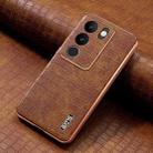 For vivo S17 / S17 Pro / S17t AZNS Electroplated Frame Crocodile Texture Full Coverage Phone Case(Brown) - 2