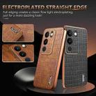 For vivo V29 / V29 Pro AZNS Electroplated Frame Crocodile Texture Full Coverage Phone Case(Brown) - 3