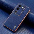 For vivo V29 / V29 Pro AZNS Electroplated Frame Crocodile Texture Full Coverage Phone Case(Blue) - 2