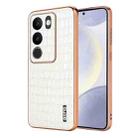 For vivo V29 / V29 Pro AZNS Electroplated Frame Crocodile Texture Full Coverage Phone Case(White) - 1