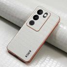 For vivo V29 / V29 Pro AZNS Electroplated Frame Crocodile Texture Full Coverage Phone Case(White) - 2