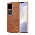 For vivo S18 / S18 Pro AZNS Electroplated Frame Crocodile Texture Full Coverage Phone Case(Brown) - 1