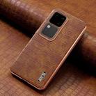 For vivo S18 / S18 Pro AZNS Electroplated Frame Crocodile Texture Full Coverage Phone Case(Brown) - 2
