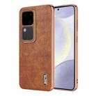 For vivo V30 / V30 Pro AZNS Electroplated Frame Crocodile Texture Full Coverage Phone Case(Brown) - 1