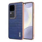 For vivo V30 / V30 Pro AZNS Electroplated Frame Crocodile Texture Full Coverage Phone Case(Blue) - 1