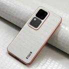 For vivo V30 / V30 Pro AZNS Electroplated Frame Crocodile Texture Full Coverage Phone Case(White) - 2