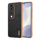 For vivo S19 Pro AZNS Electroplated Frame Crocodile Texture Full Coverage Phone Case(Black) - 1