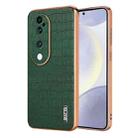 For vivo S19 Pro AZNS Electroplated Frame Crocodile Texture Full Coverage Phone Case(Green) - 1