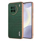 For vivo X90 / X90s AZNS Electroplated Frame Crocodile Texture Full Coverage Phone Case(Green) - 1