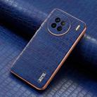 For vivo X90 / X90s AZNS Electroplated Frame Crocodile Texture Full Coverage Phone Case(Blue) - 2