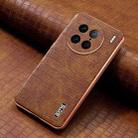 For vivo X90 Pro AZNS Electroplated Frame Crocodile Texture Full Coverage Phone Case(Brown) - 2