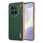 For vivo X90 Pro AZNS Electroplated Frame Crocodile Texture Full Coverage Phone Case(Green) - 1