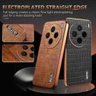 For vivo X200 AZNS Electroplated Frame Crocodile Texture Full Coverage Phone Case(Brown) - 3